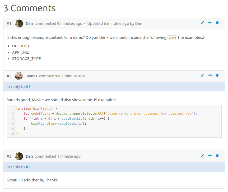 BookStack Comment System