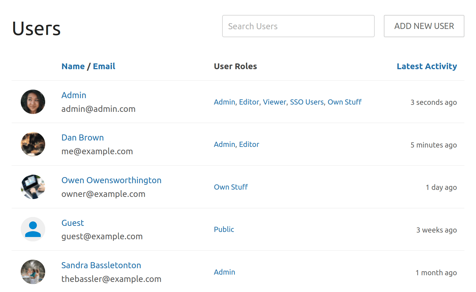 User List with Latest Activity