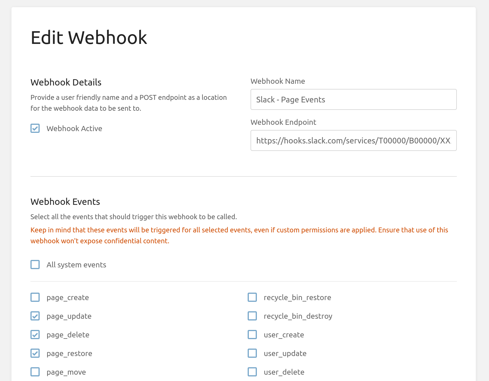 Webhook from view