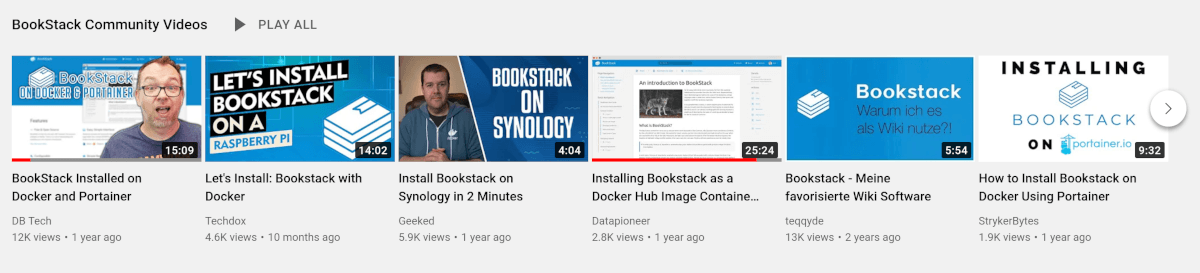 List of BookStack videos by community members